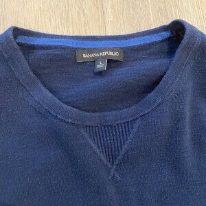 Banana Republic Navy Blue Crewneck Sweater Size L Classic Knit